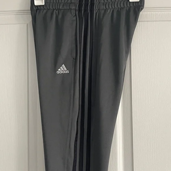 Adidas Joggers Gray Black Stripes YXS Athletic Athleisure - Picture 6 of 7